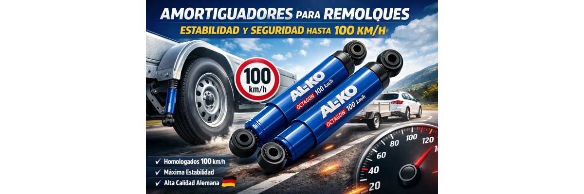 Amortiguador AL-KO Octagon azul 100 km/h para remolques – Máxima estabilidad y seguridad en carretera - Amortiguador AL-KO Octagon Azul 100 km/h | Afatek España