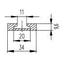 Riel de amarre para aerolínea aluminio L 2998 mm sin taladrar, A 34 mm, Al 9,6 mm